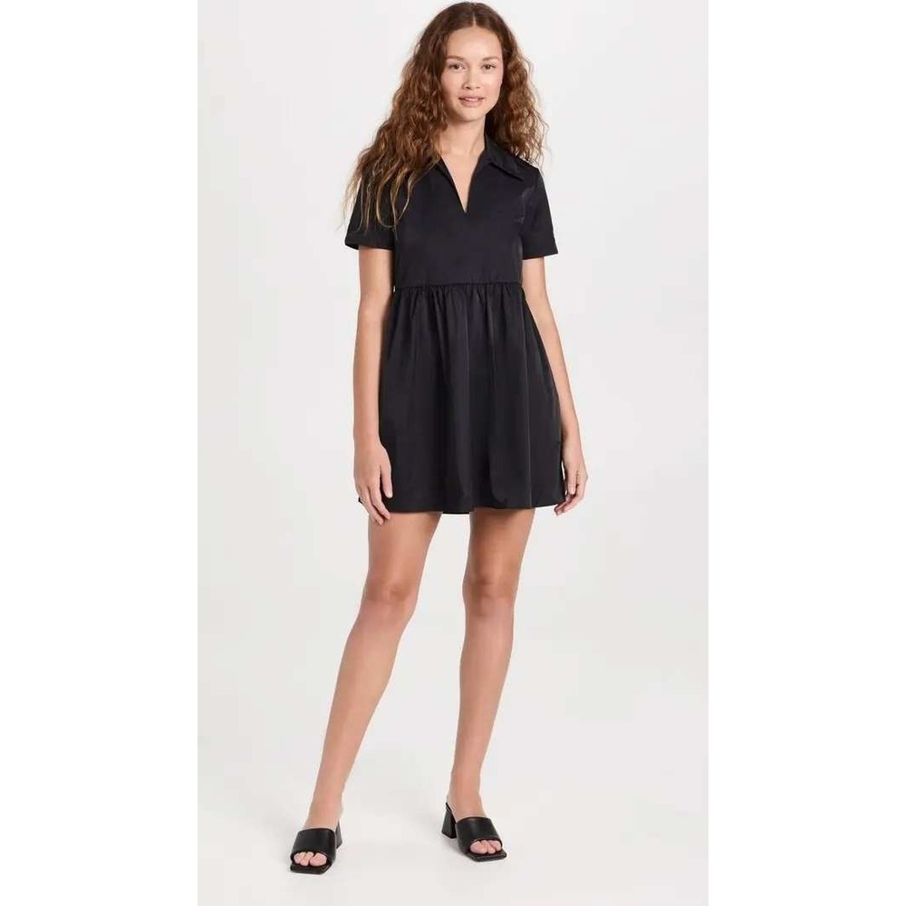 Amanda Uprichard Althea Shirt Dress Sz M Black Mini Collared Pockets